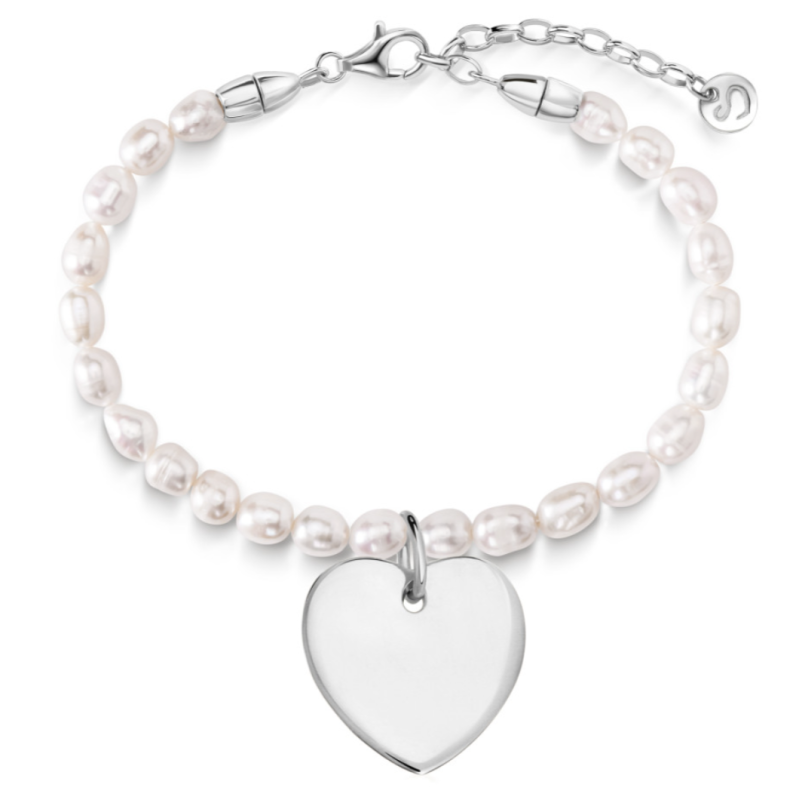 Браслет з перлів з підвіскою Серце на застібці